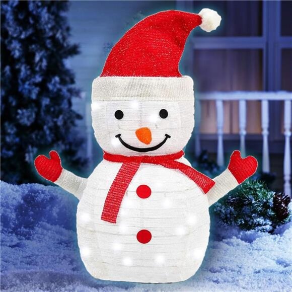 Christmas Standing Lighted Snowman Decor, Battery Operated Light-Up Decor - Picture 1 of 8